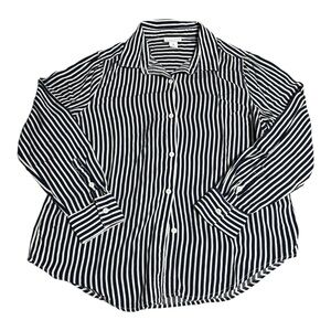 Liz Claiborne Black/ White Striped Long Sleeve Button Up Shirt Women's Size M